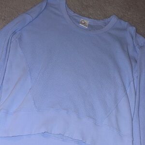 Aerie Soft Blue Ribbed Knit Top